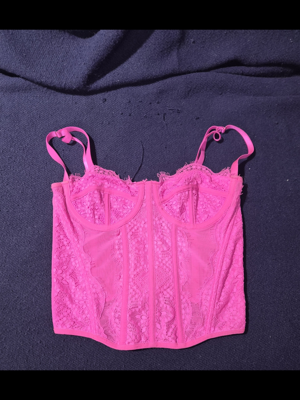 SHEIN Vibrant Fuchsia Lace Bustier Top